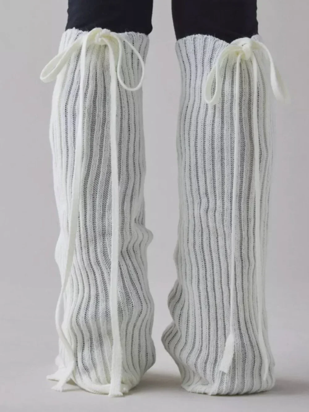 URBAN OUTFITTERS UO Tie Ribbed Knit Leg Warmers BLACK O/S Grunge Streetwear